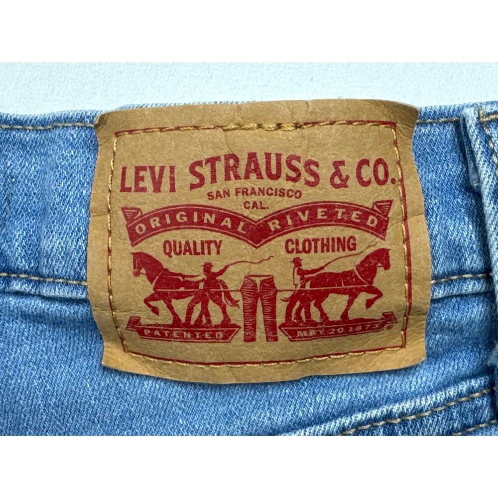 Levi's Women's High Rise Raw Hem Blue Denim Shorts - Size 25 (24x2.5) - Picture 3 of 7